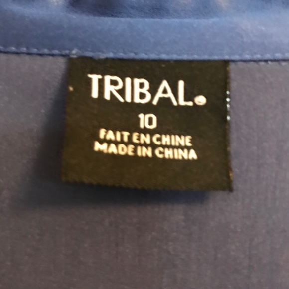 Royal Blue Satin Tie-Front Blouse - Picture 6 of 7